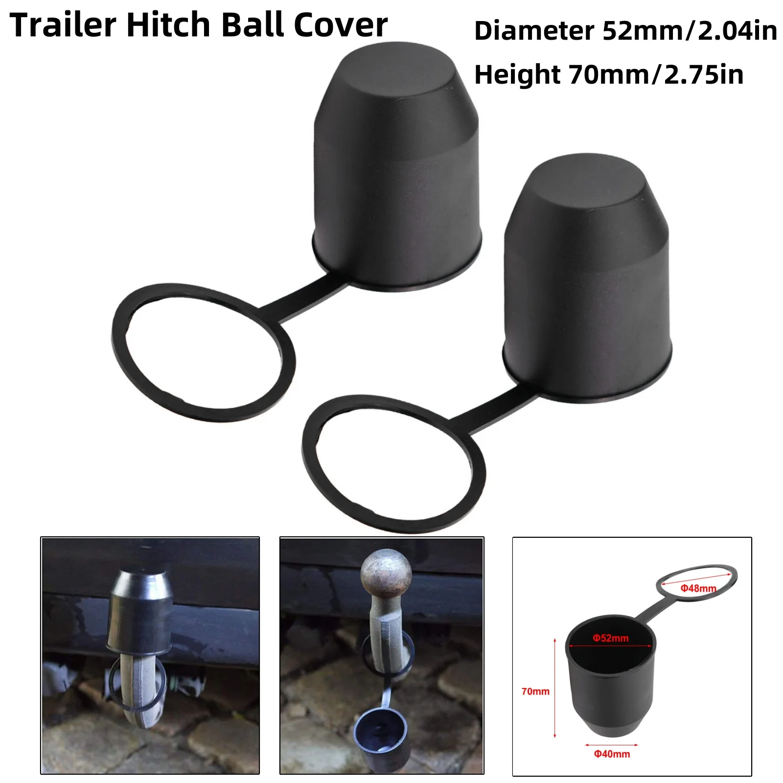 Tow Bar Ball Cover Trailer Ball Cover Trailer Hitch Cover 2pcs Car Trailer Hitch Ball Cover For 50mm Ball Heads Car Trailer Hitch Tow Bar Cover Protection Cap For Caravan Truck