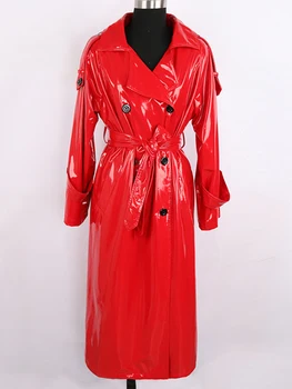 Niki Waterproof Patent Leather Trench Coat 8
