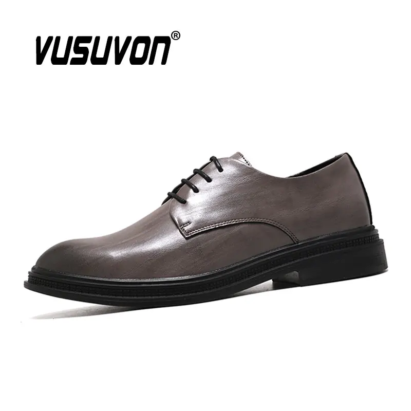 

Мужские туфли дерби ручной работы из коровьего спилка с носком и кружевом Новинка 2022 модные деловые повседневные Свадебные повседневные Большие размеры 37-46