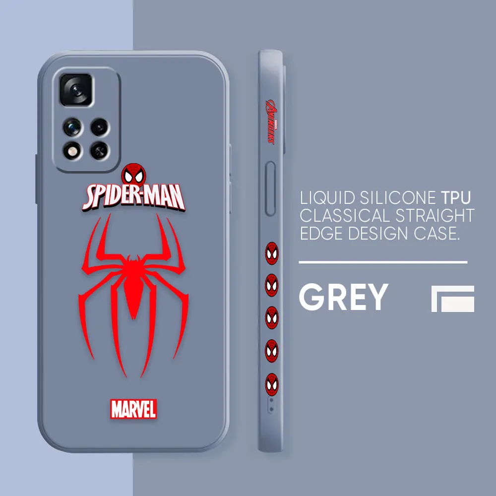 thumbnail image 1 of Case For Redmi Note 12 11 11T 11R 11E 9 9S 8 7 7S PRO PLUS 4G 5G Simple Liquid silicone Case Marvel's Spider-Man Spider Face, 1 of 5