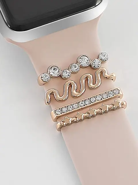 Enfeites para pulseira de Apple Watch com diamantes artificiais