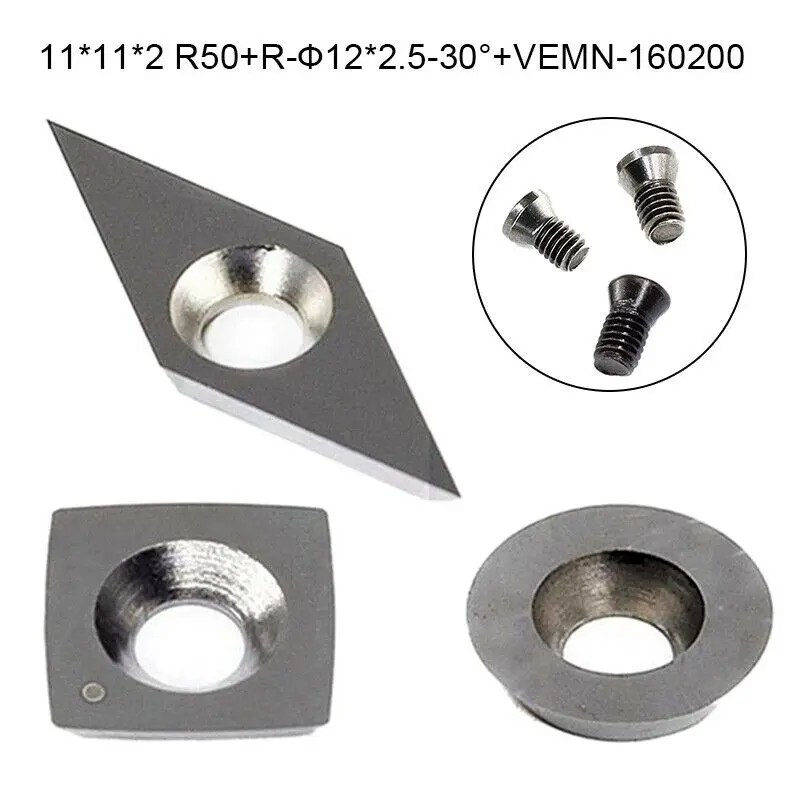 

Durable Silver Carbide Cutters Inserts Set Wood Lathe Turning Tools For Woodworking Round Square Diamond Blade