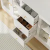 Large Kitchen Hutch Cabinet, Kitchen Pantry Storage Cabinet with 6 Glass Doors, 3 Drawers,Microwave Shelf, Freestanding Cupboard 6