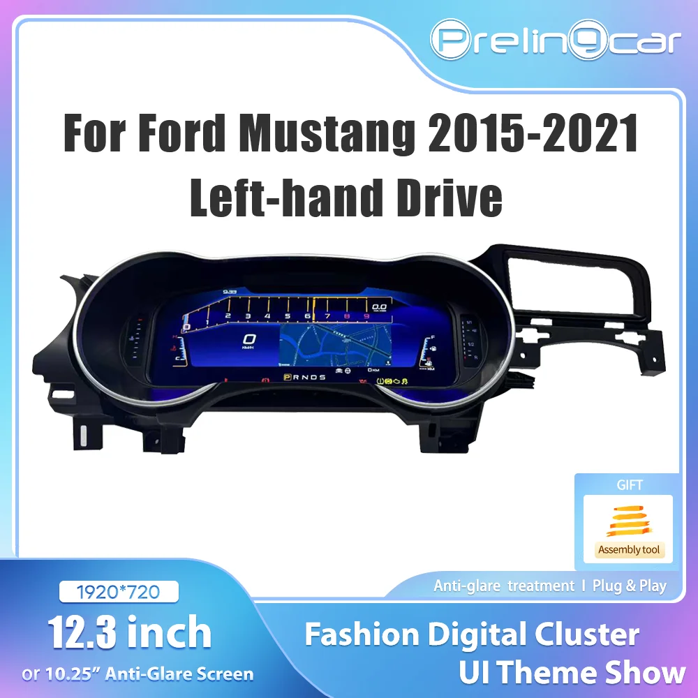 Prelingcar-tablero Digital LCD de 12,3 pulgadas para Ford Mustang, Panel izquierdo de 2015-2021 años, velocímetro, cabina Virtual 1