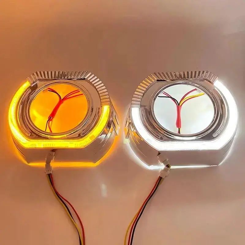 Car Headlight shrouds 2.5 Inch 3 Inch integrated Shroud Cover LED Angel Eyes for Projector Lens Headlight Decoration Accessories