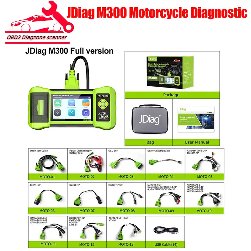 

JDiag M300 Motorcycle Diagnostic Scanner Tool Read Clear Fault Service Reset ABS Engine For BMW Ducati Harley Honda Kawasaki KTM