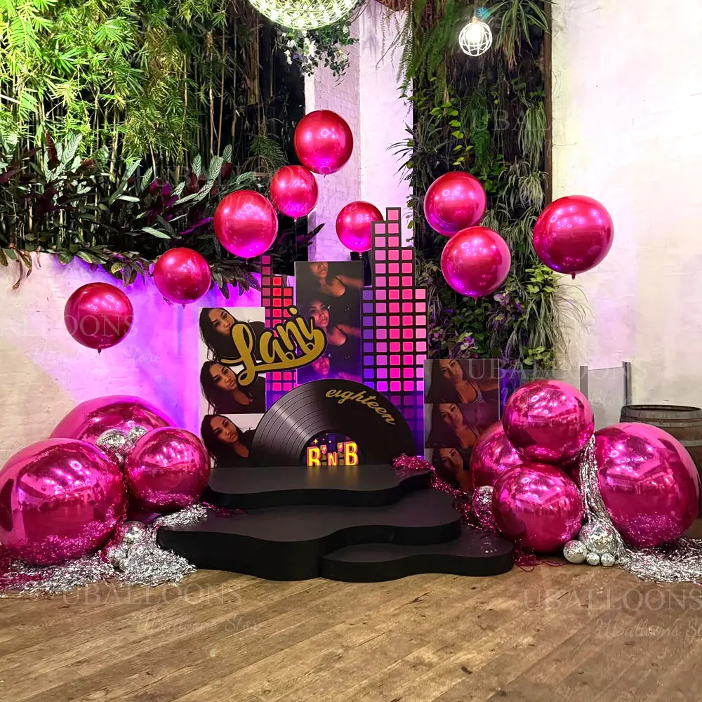 10-50# Hot Pink Baby Rose Foil Helium Balloons 4