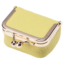 Luxurious Leather Miniature Jewelry and Coin Organizer - Compact Trinket Storage Wallet (Yellow)