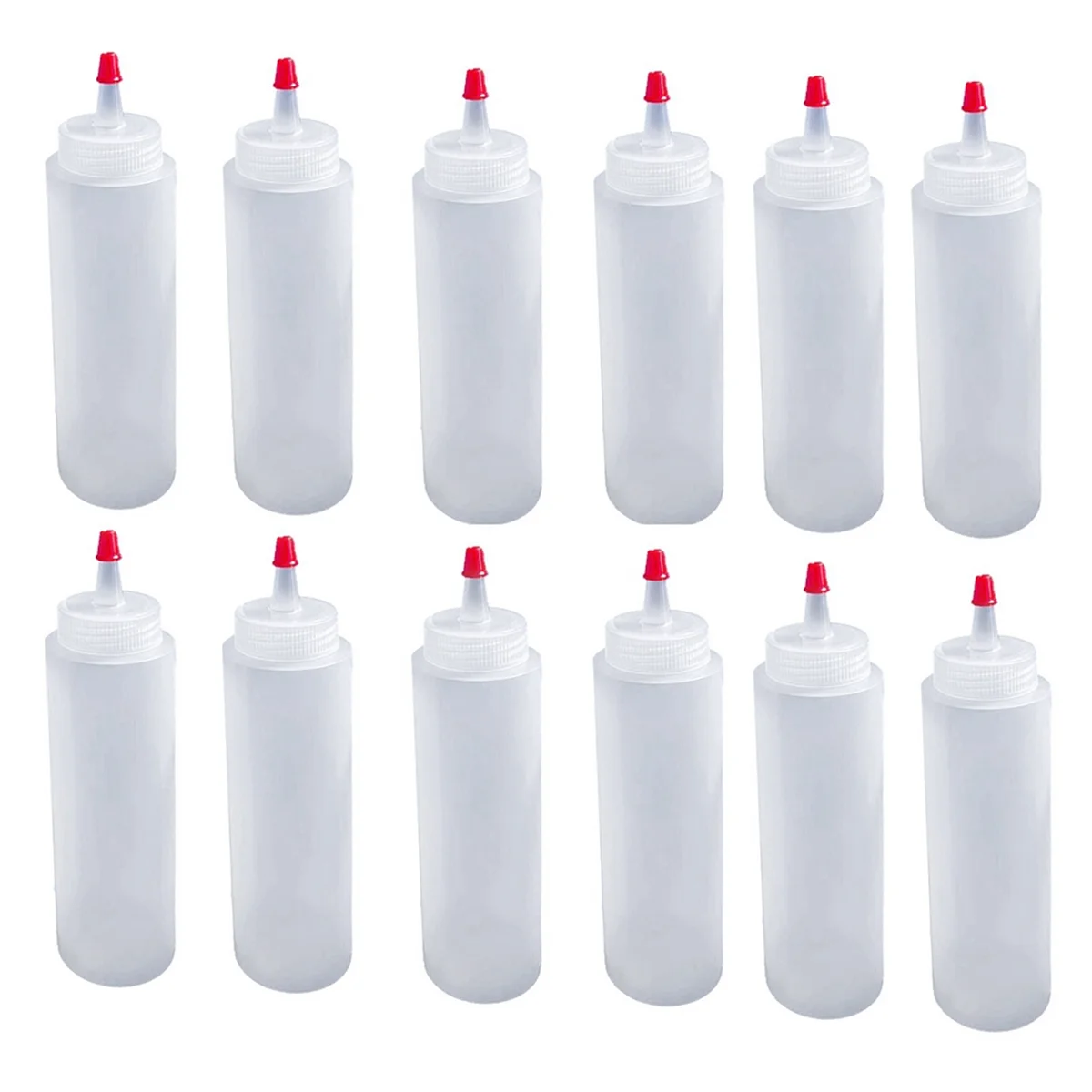 

12Pcs 16 Ounce Plastic Squeeze Condiment Bottles with Red Tip Cap Squirt Bottle for Ketchup,BBQ, Sauces, Arts and Crafts