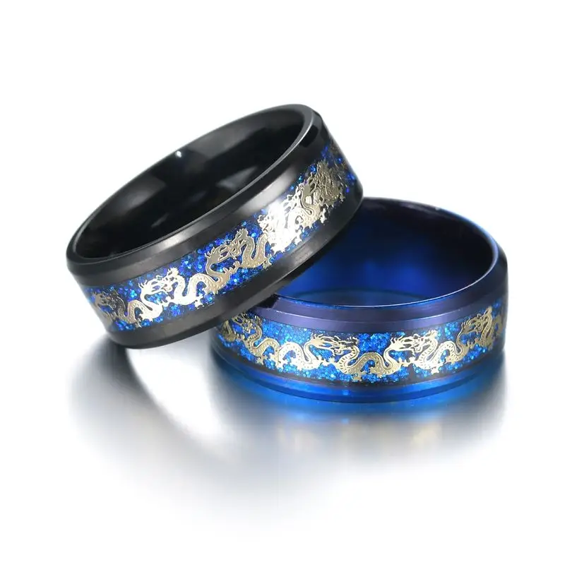 Anelli Punk In Acciaio Con Fedi Nuziali In Tungsteno Blu Molto Cool Per Uomo Donna Fedi Nuziali In Fibra Di Carbonio Rossa Con Intarsio Di Drago Celti