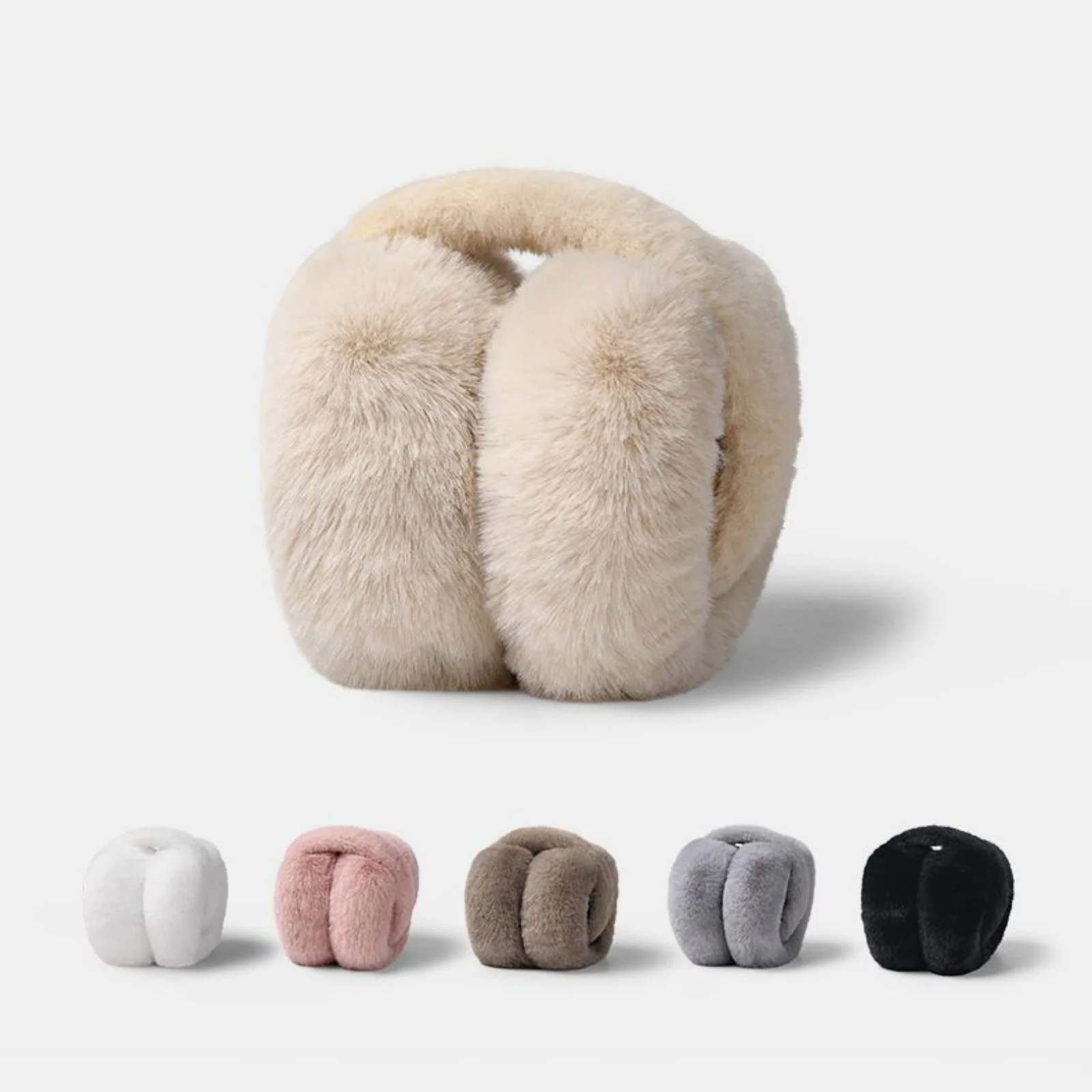 1PC Faux Fur Earmuffs & Scarf Set, Soft Warm White Winter Accessories, Cozy Fluffy Cold Weather, Stylish Elegant Women's Winter