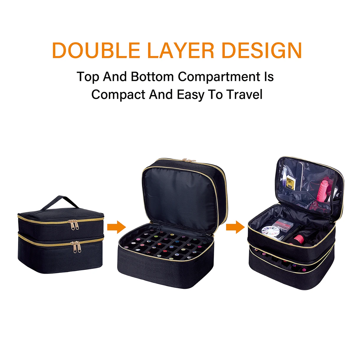 Nail polish storage bag double-layer cosmetic storage bag, suitable for manicure, essential oils, cosmetic sets daily travel use 4