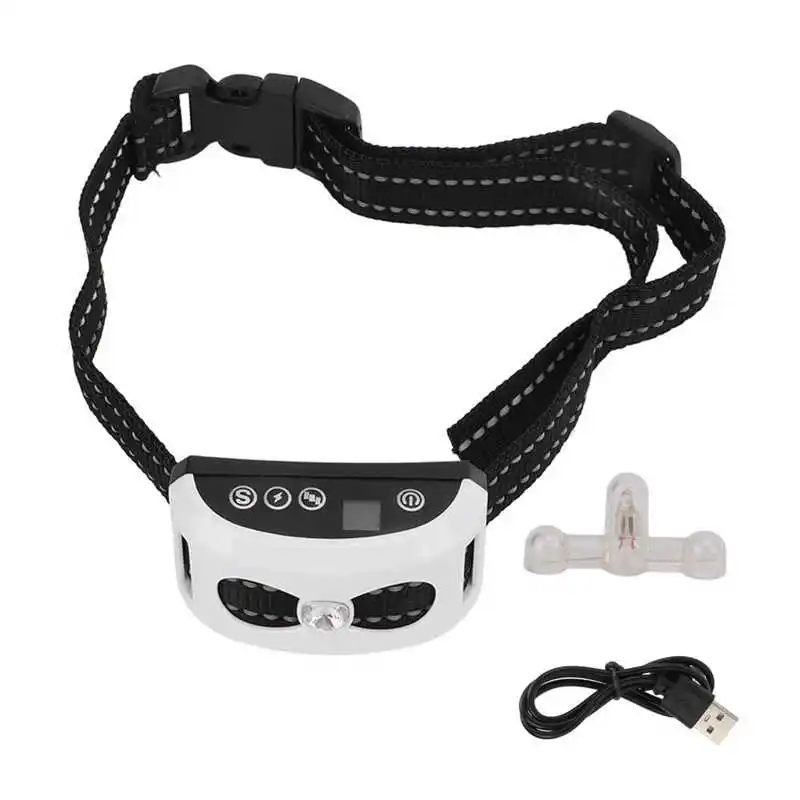 

Dog Bark Collar USB Rechargeable Waterproof Vibration Automatic LED Puppy Training Collar Dog Barking Device