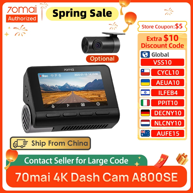 70mai 4K ダッシュカム A800SE スーパーキャパシタ車 DVR サポート