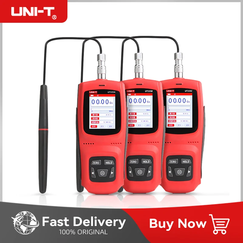 UNI-T UT335A UT335B UT335C Handheld Digital Gauss Meter 0-3000mT Automatic Manual Zeroing For Magnetic Field Detection digital tesla meter
