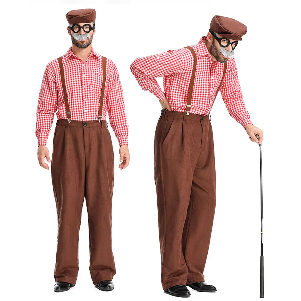 Umorden Adult Men's Grandpa Old Man Costume Simple Set