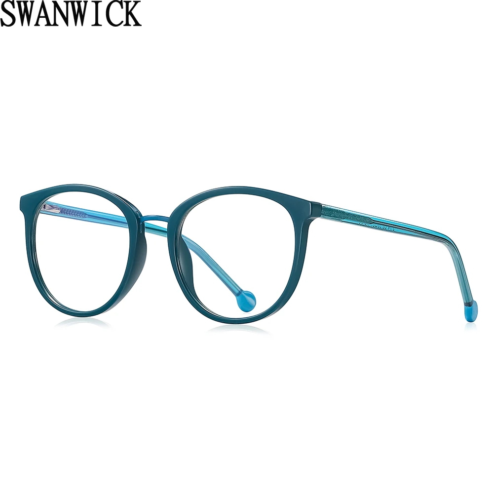 

Swanwick candy color TR90 female blue light blocking glasses women big round glasses frames for men acetate black blue drop ship