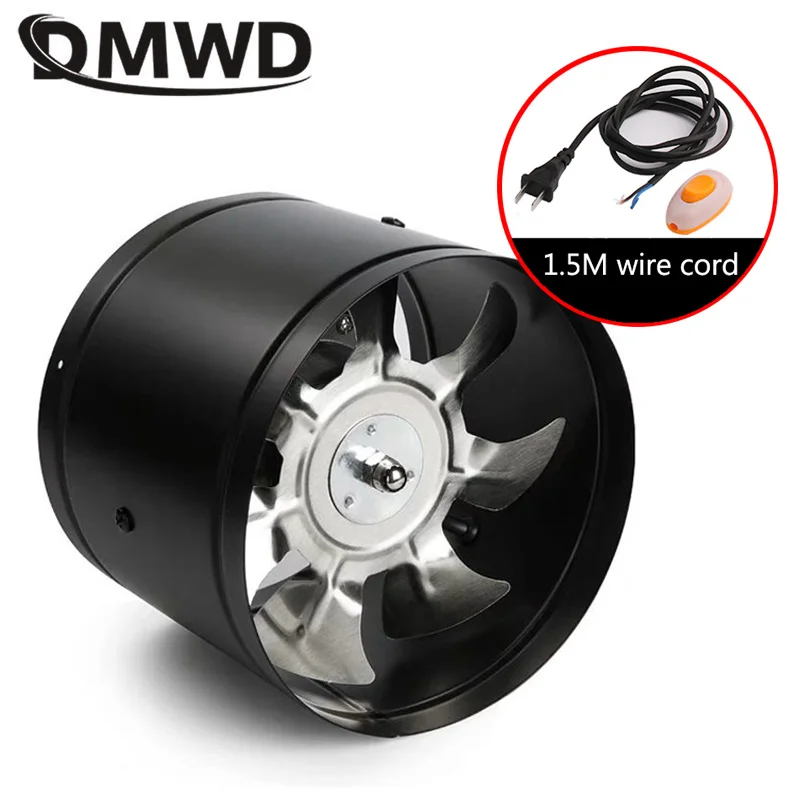 Двухсторонний кухонный вентилятор 110 В 220 В 4/6 дюйма, низкий объем, прочный, устойчивый к коррозии, вытяжной вентилятор с медными листьями