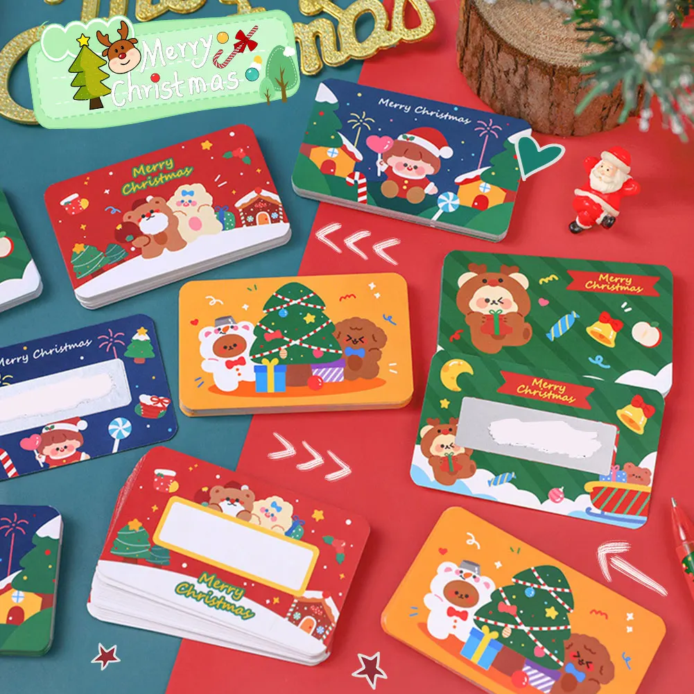 20Pcs Christmas Reward Scratch Card Film Coated Stickers Scratch Off Labels Xmas Stickers DIY Children's Redemption Vouchers
