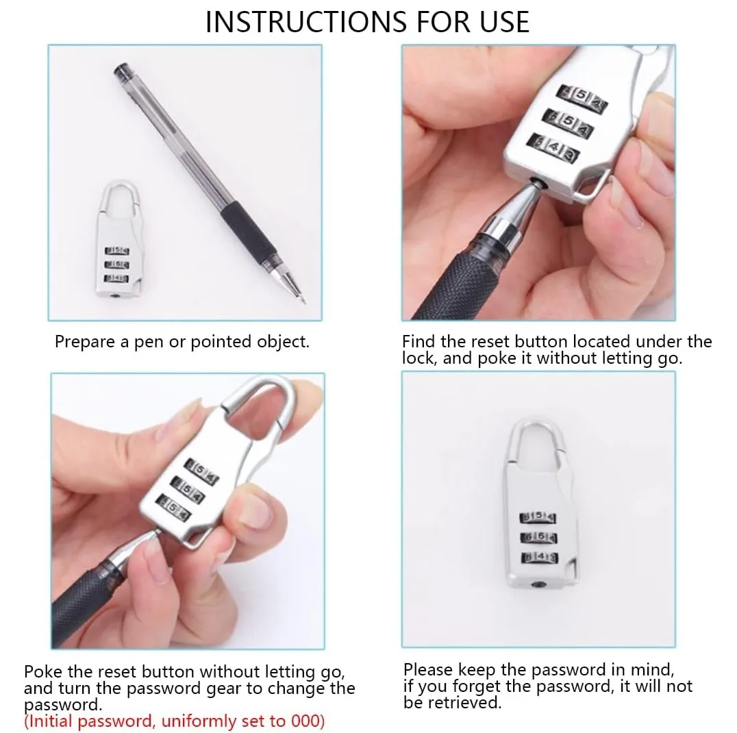 Portable Alloy Anti-Theft Combination Padlock for Travel and Outdoor Use