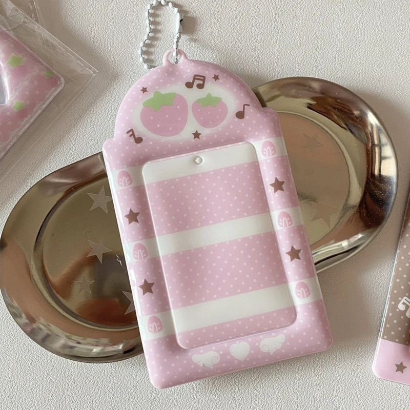Charming Strawberry Pink Photocard Holder - Cute Protective Sleeve & Display Case