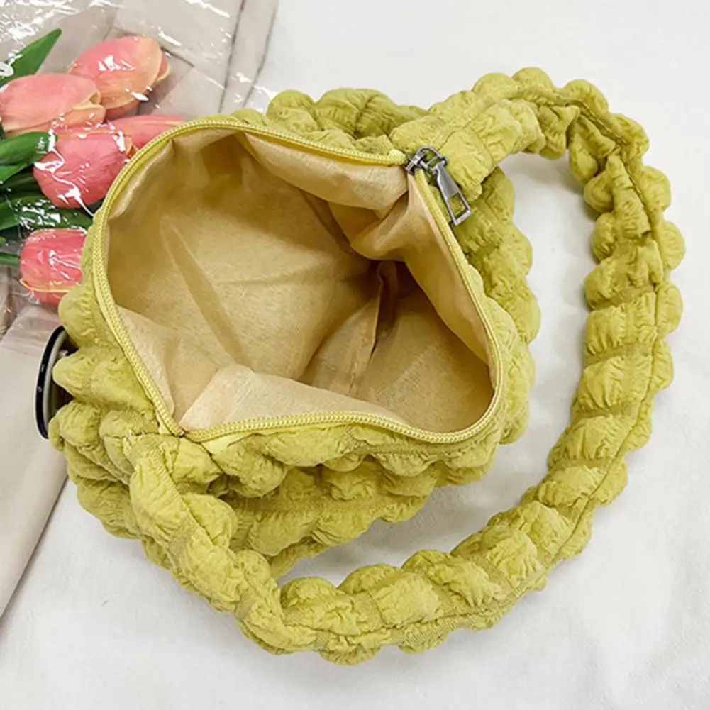 

Women Zipper Closure Bag Elegant Pleated Shoulder Bag with Capacity for Women Solid Color Dumpling Hobo Handbag Tote Purse