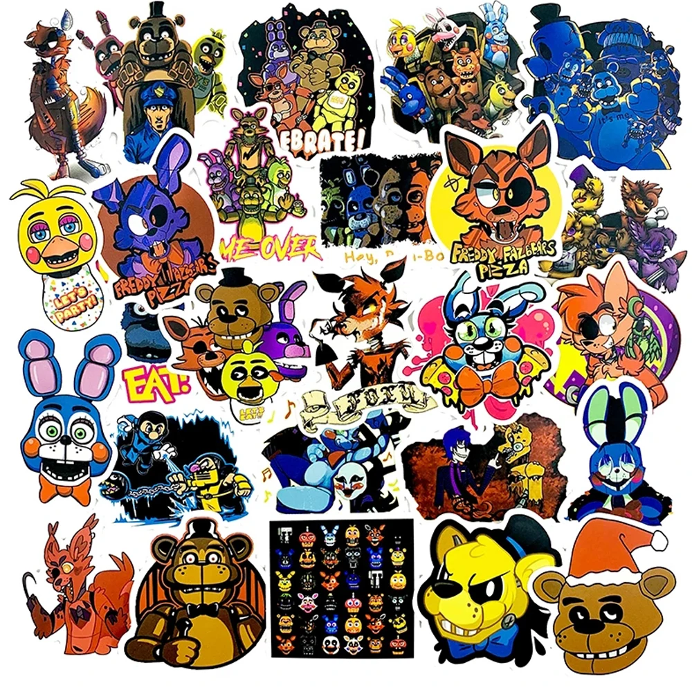 10/50Pcs/pack Fnaf Stickers Cartoon Anime Game Security Breach For