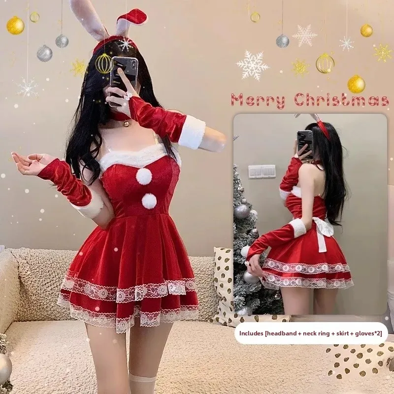 Sexy Rabbit Girl Costume Dress Halloween Christmas Special Use Clothing Red Color Broadcasters Style Trendy And Popular