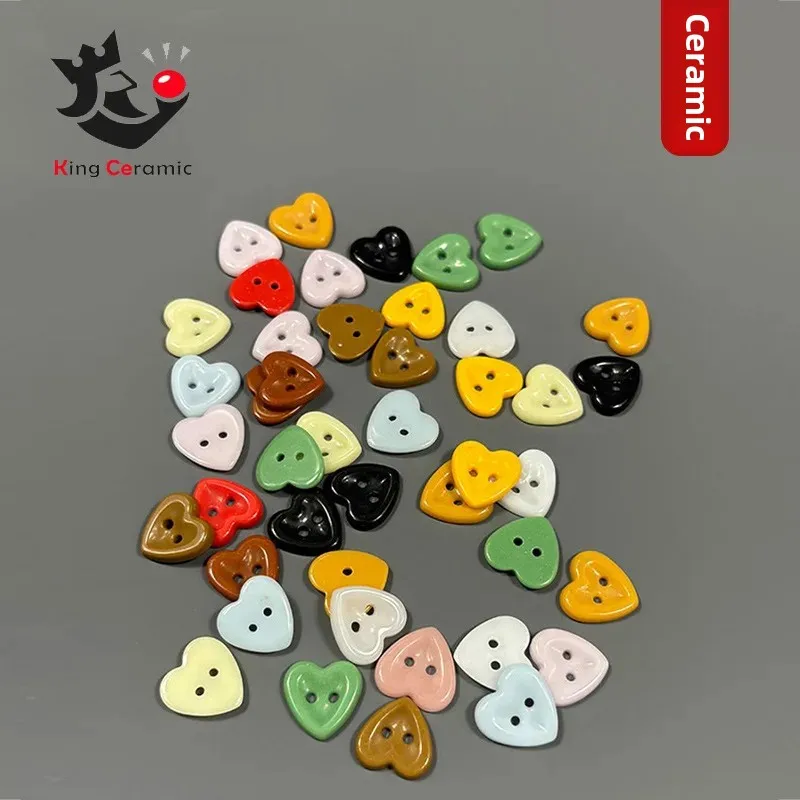 High-End Ceramic Heart-Shaped Buttons Simple Handmade Diy Clothing Accessories for Men Women Children Baby Clothing