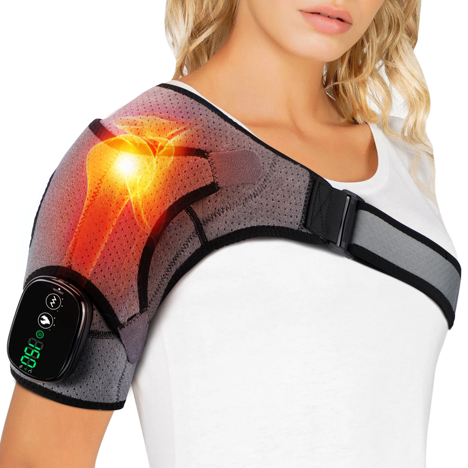 Electric Heating Shoulder Massager Vibration Shoulder Knee Brace 2 in 1  Massage Blets Warmer Heated Muscle Relax Pads