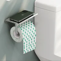 Aluminum Alloy Toilet Paper Holder Shelf With Tray Bathroom Accessories Kitchen Wall Hanging Punch-Free Toilet Paper Roll Holder 6