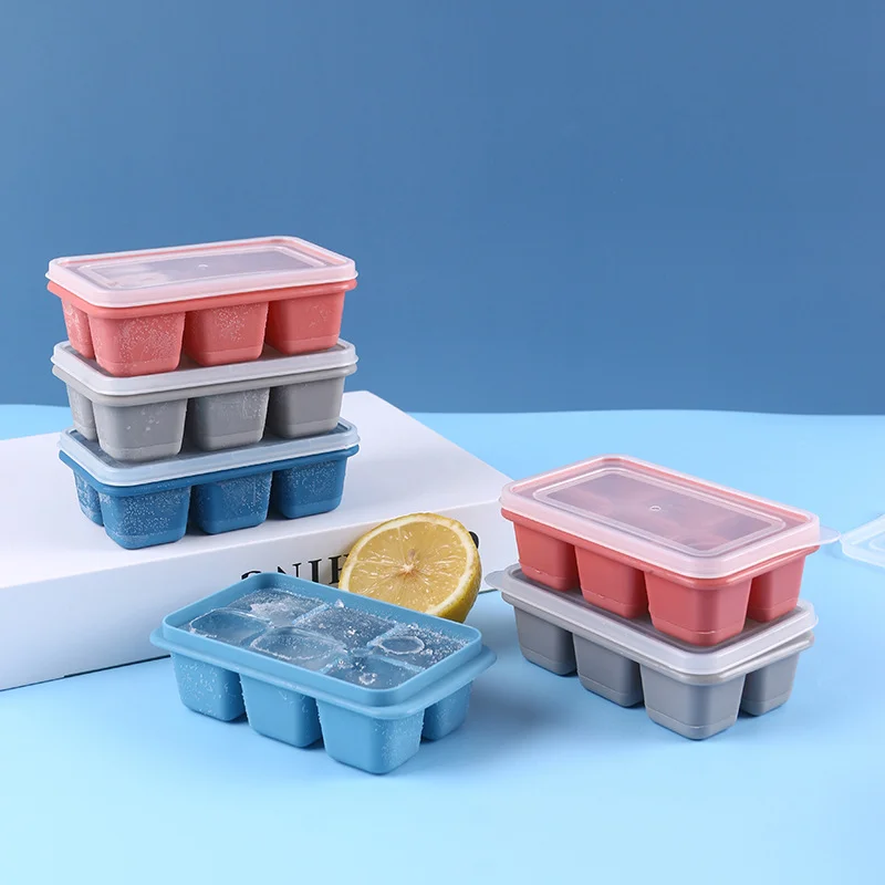 

6 Girds Silicone Ice Tray Mold With Lid Big Ice Cube Mold Square Ice Maker Ice Cream Mold Durable Summer Ice Cream Tools