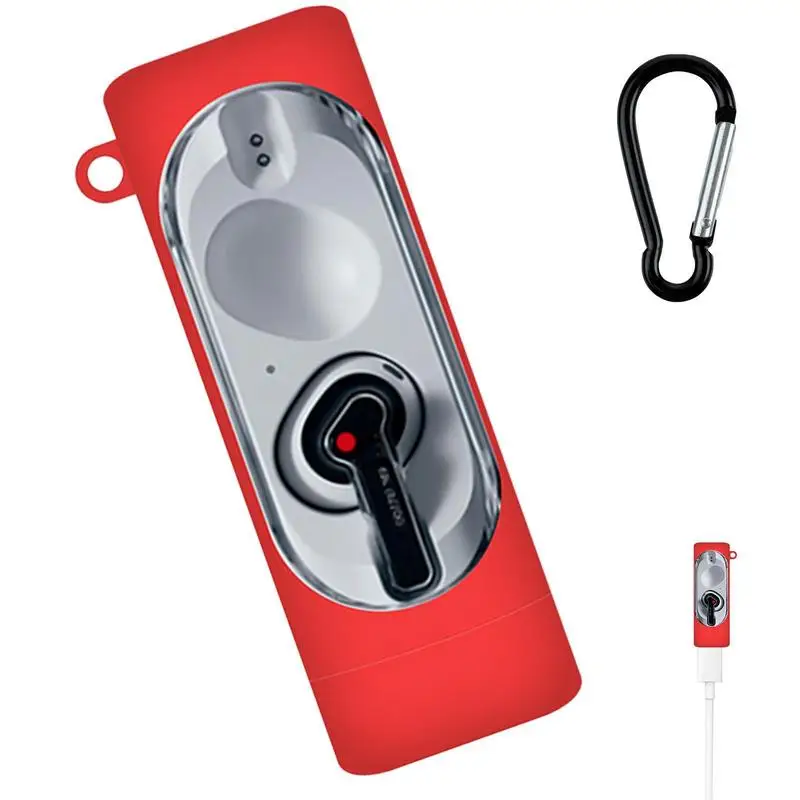

Wireless Headphone Cover For Nothing Ear Stick Earbuds Case Accessories With Carabiner Wireless Earphone Cover Solid Color