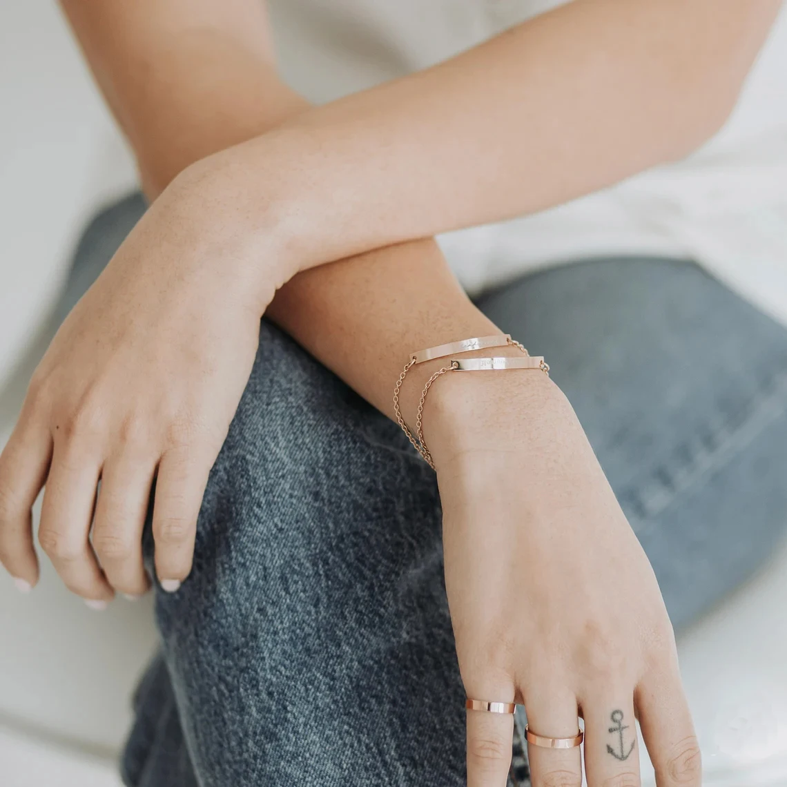 Personalized Bar Bracelets for Women Custom Name Bracelet Engraved