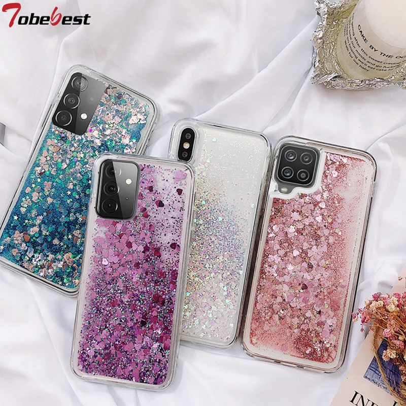 Dynamic Quicksand Glitter Liquid Silicone Bling Crystal Clear Phone Case