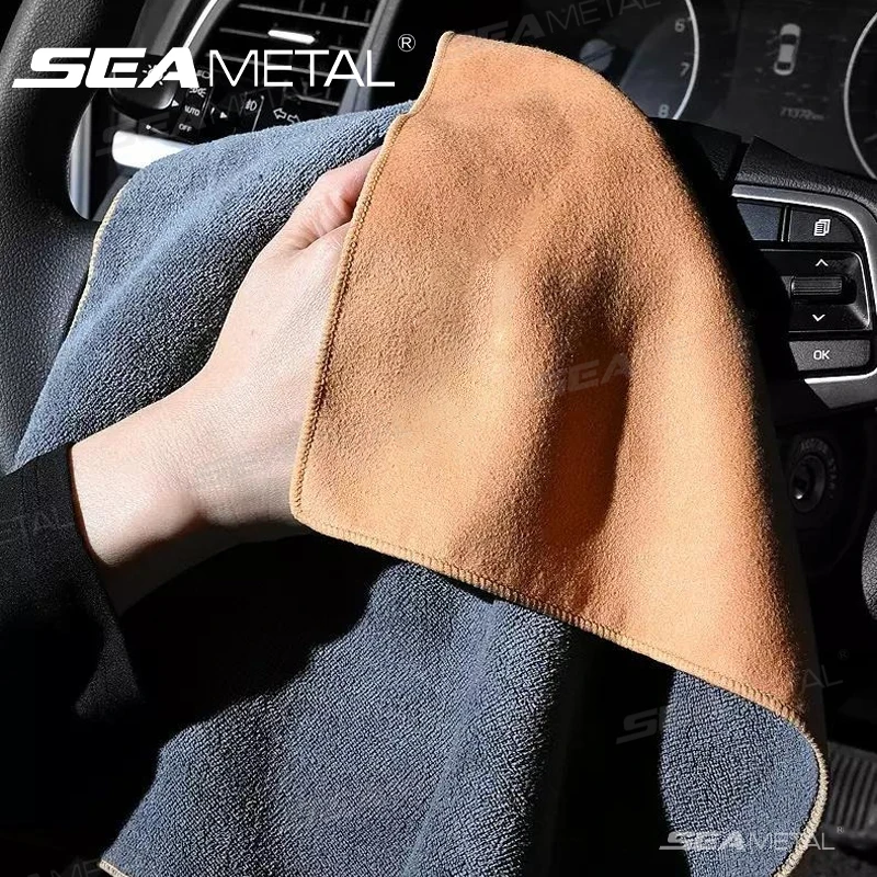 500GSM Car Cleaning Towel Double-Sided Coral Velvet Suede Car Wash Towel Drying Cloth High Water Absorption Washing Rag suede car towel