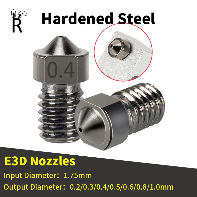 Hardened Steel 3D Printer Nozzle E3D 0.2mm-1.0mm For 1.75MM Supplies CR10 CR10S Ender-3 Extruder Head 3D Printer Nozzle Parts hard steel 3d printer mk8 nozzle 0 2mm 1 0mm for 1 75mm supplies cr10 cr10s ender 3 extruder head 3d printer nozzle parts