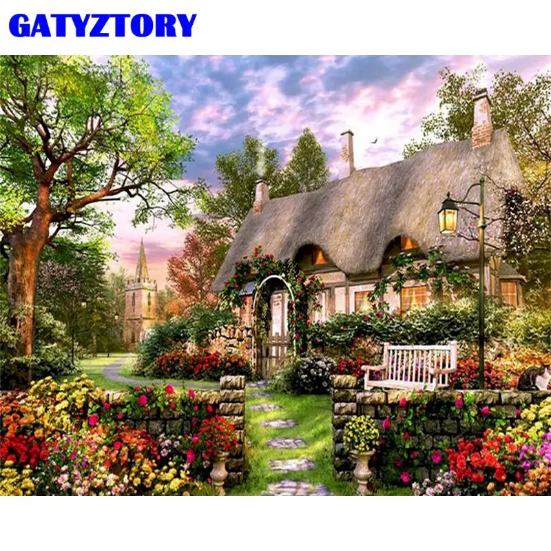 Tanio GATYZTORY malowanie według numeru krajobraz domu 40X50CM