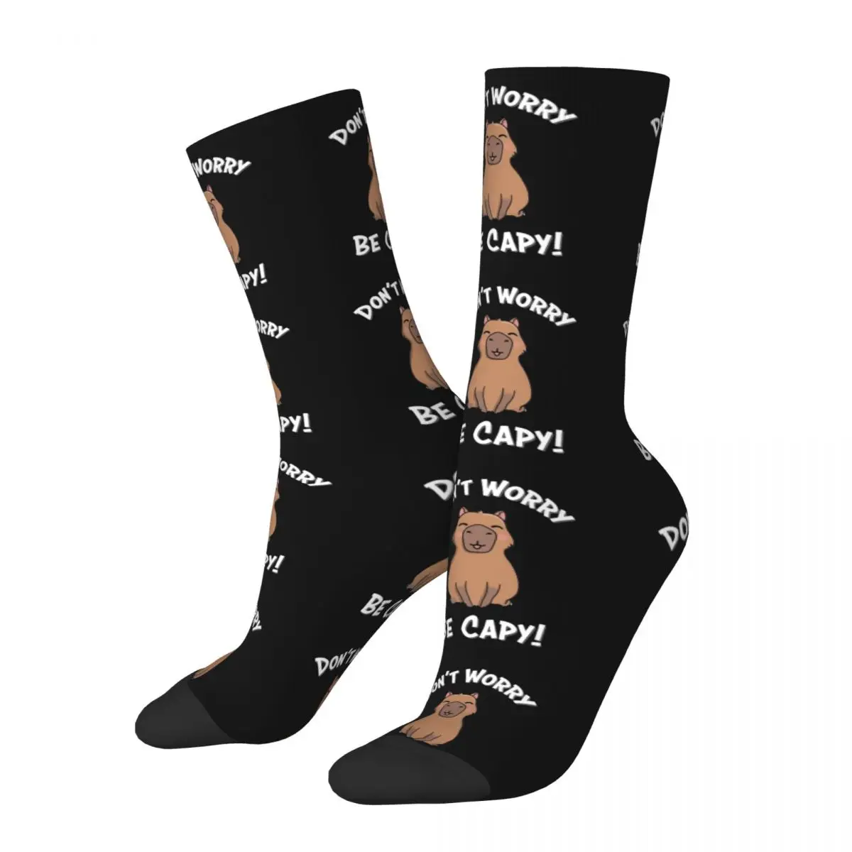 

Autumn Winter Harajuku Unisex Capybaras Socks Don't Worry Be Capy Sweat Absorbing Skateboard Socks