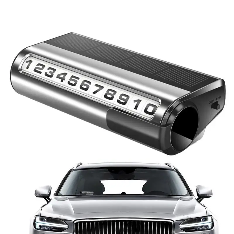 

Temporary Parking Number Plate Solar LED Light Automobile Phone Number Plate Roller Adjustment Car Interior Glowing Telephone