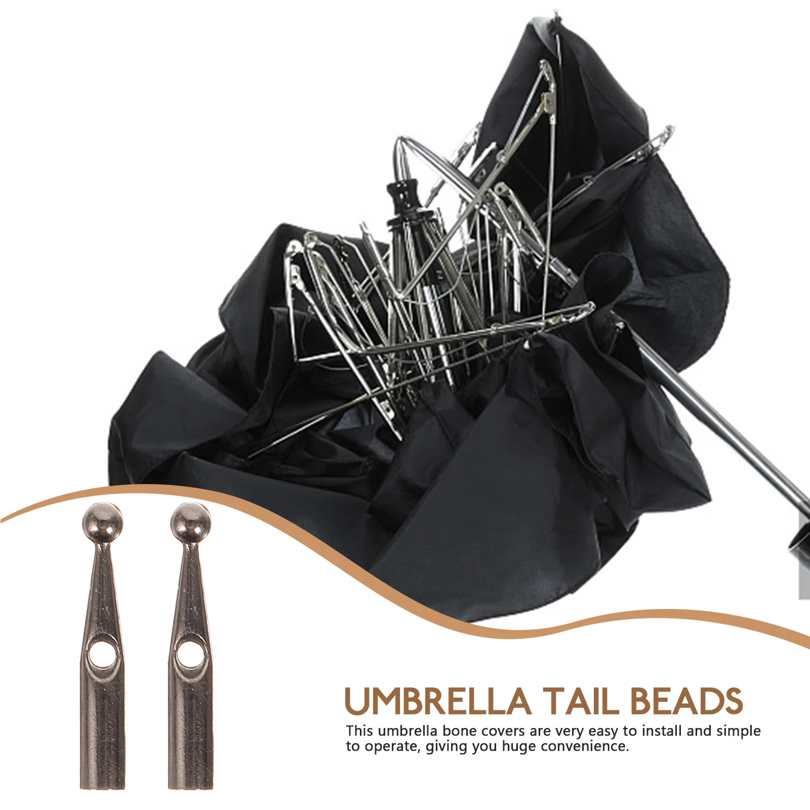 Outdoor Umbrella Accessories Umbrella Bone Covers 10 Pcs Umbrella Tail Beads Long Handle Repair Parts Accessories Bone Covers for Folding
