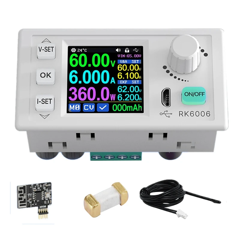 RK6006-BT 디지털 제어 전원 공급 장치 벅 컨버터, DC to DC 스텝 다운 전압 벤치, 60V 6A, 4 자리 COM 조정 가능