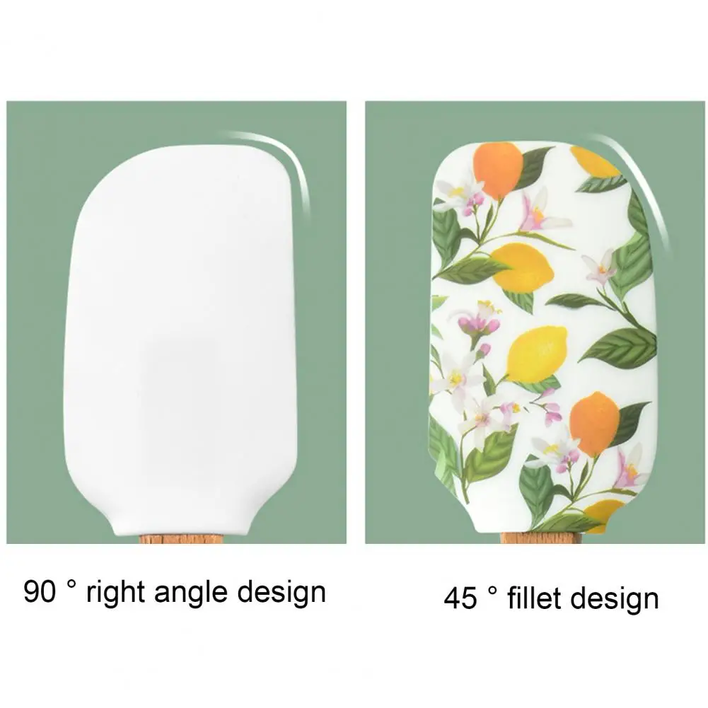 30.5cm Silicone Cake Scraper Wooden Handle Colorful Dessert Cream Spatula Flower Theme Split Butter Tools Household Supplies