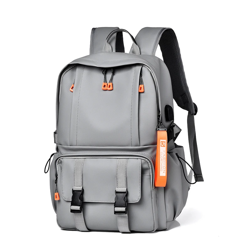 

Водонепроницаемый мужской рюкзак, простой однотонный городской рюкзак с USB-разъемом для мужчин, легкий дорожный ранец для ноутбука, трендовая школьная сумка