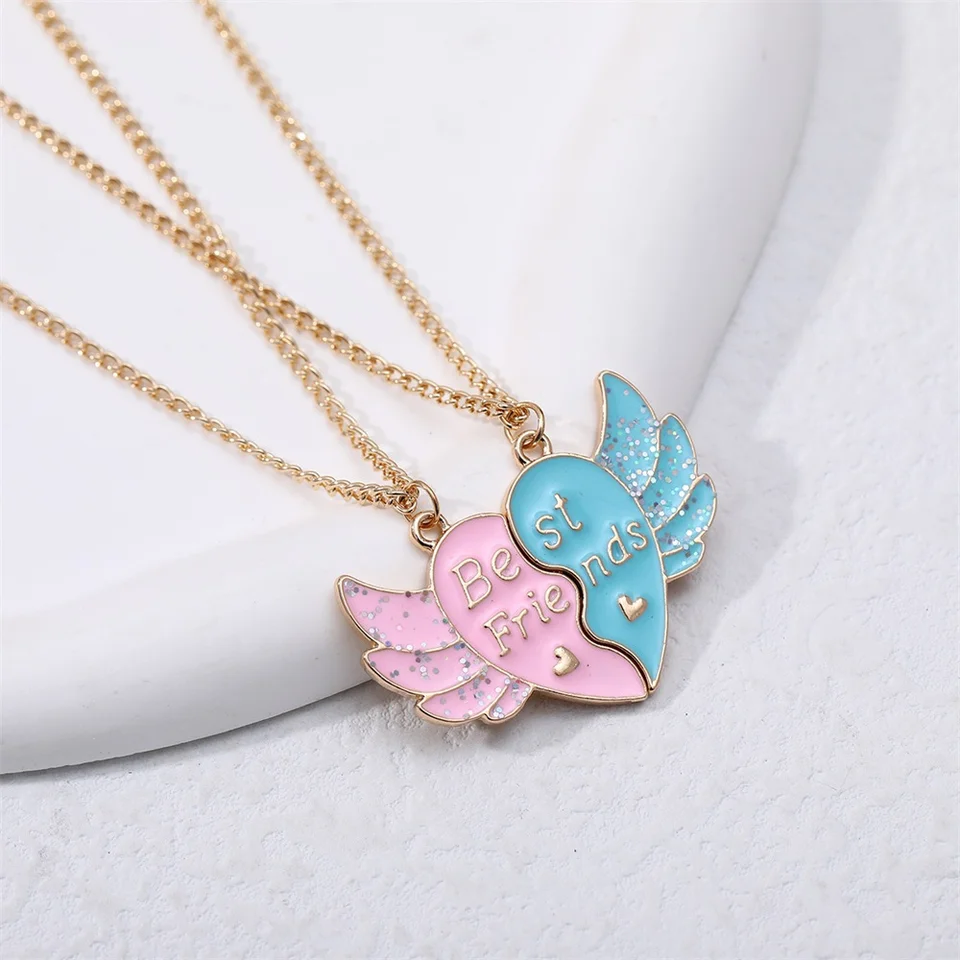 2Pcs/Set Best Friend Friendship Necklace Couple Cute Dog Butterfly