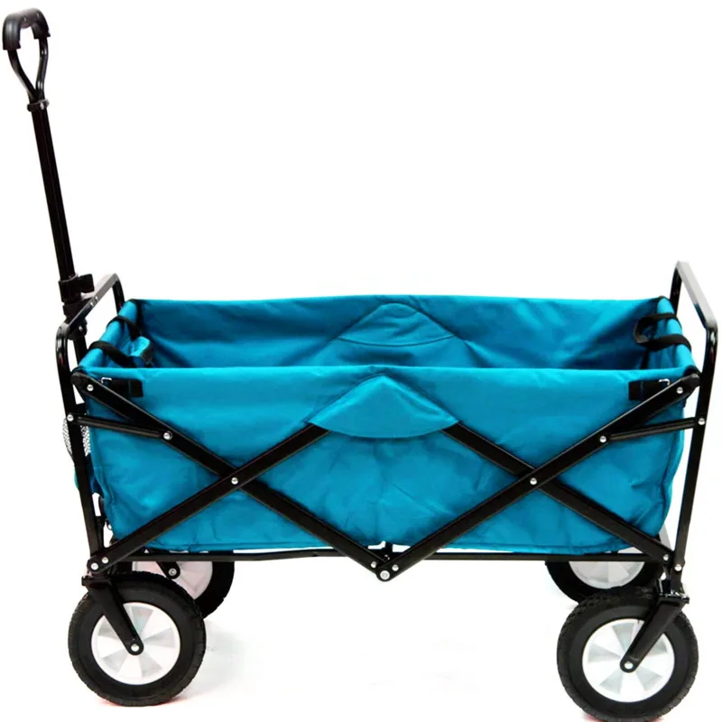 Outdoor Folding Stall Trolley Cart, Oxford Cloth Shopping Cart Thickened Metal Frame Trolley Portable Camping Cart