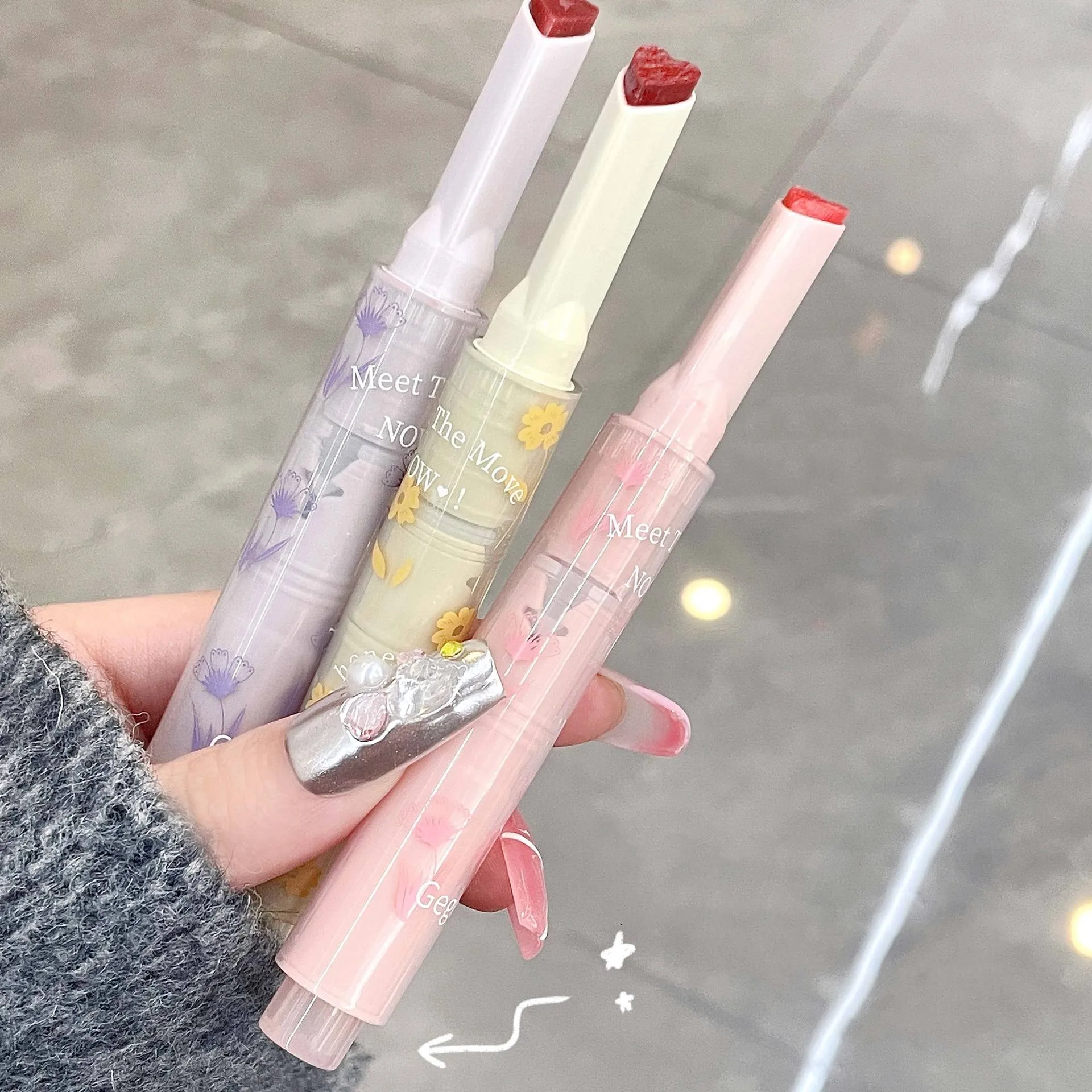 Florette – rouge à lèvres Transparent, glaçure à fleurs, gelée d'amour, miroir, tasse antiadhésive étanche, maquillage coréen Transparent, vente en gros_voghion.com