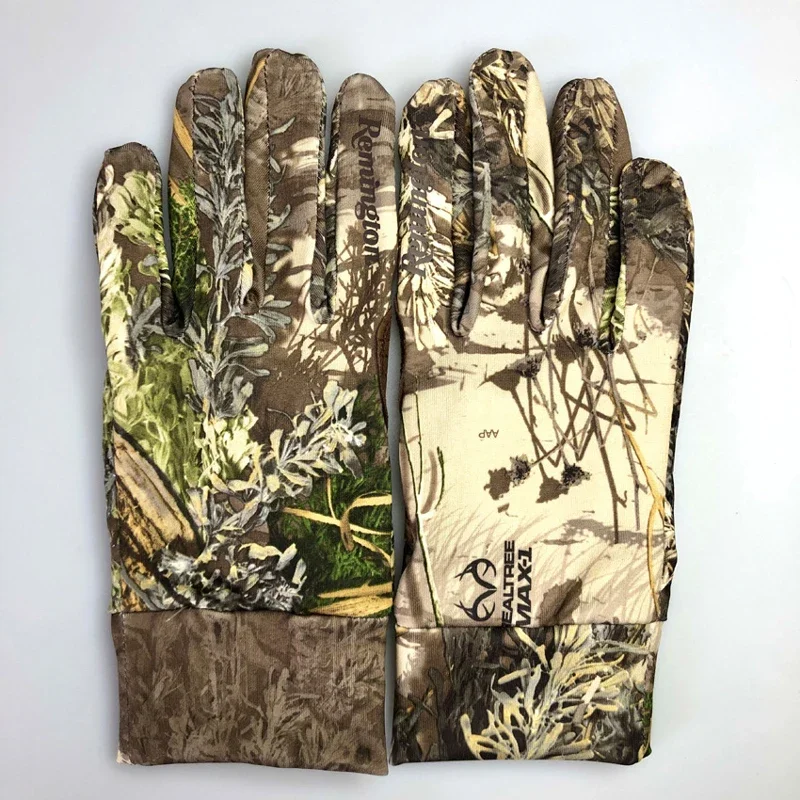 Sports Gloves Tactical Gloves Hunting Bionic Camouflage Touch Screen Breathable Full Finger Anti-Slip Gloves Shooting Fishing Quick-Dry Elastic