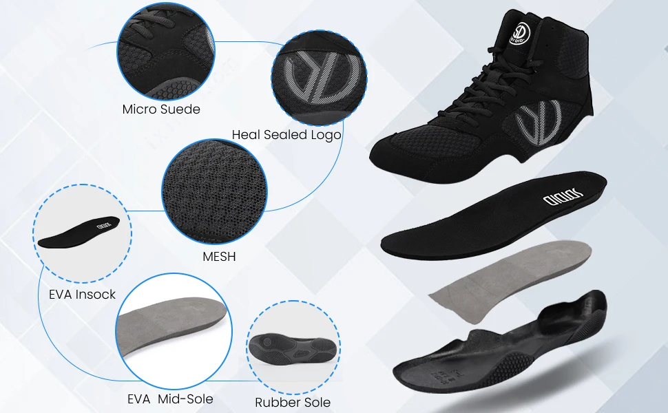 Description Picture 4 of item2024 New Professional Wrestling Shoes Top Quality Gym Shoes Mesh Breathable Boxing Shoes for Mens Brand Large Wrestling Boots