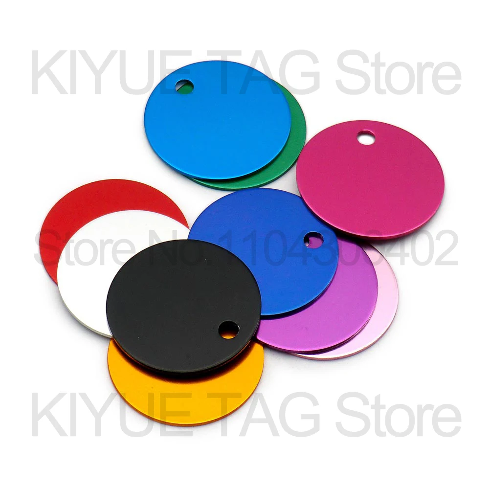 Aluminum Round Dog ID Tags 100Pcs Name Plate Anodizing Label Tags Chain Hanging Keys Personalized Name ID Tag pet id tags dog collar tags pet id medal pendant